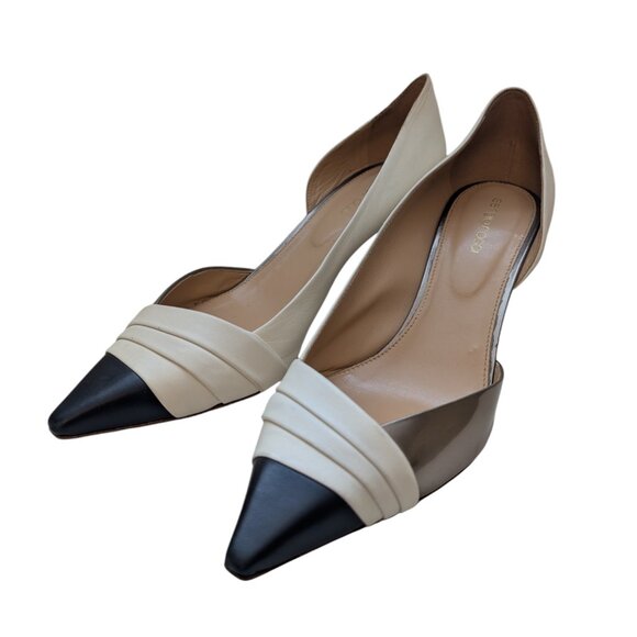 SERGIO ROSSI Metallic-trimmed Leather D’Orsay Kitten Heels - Picture 8 of 9